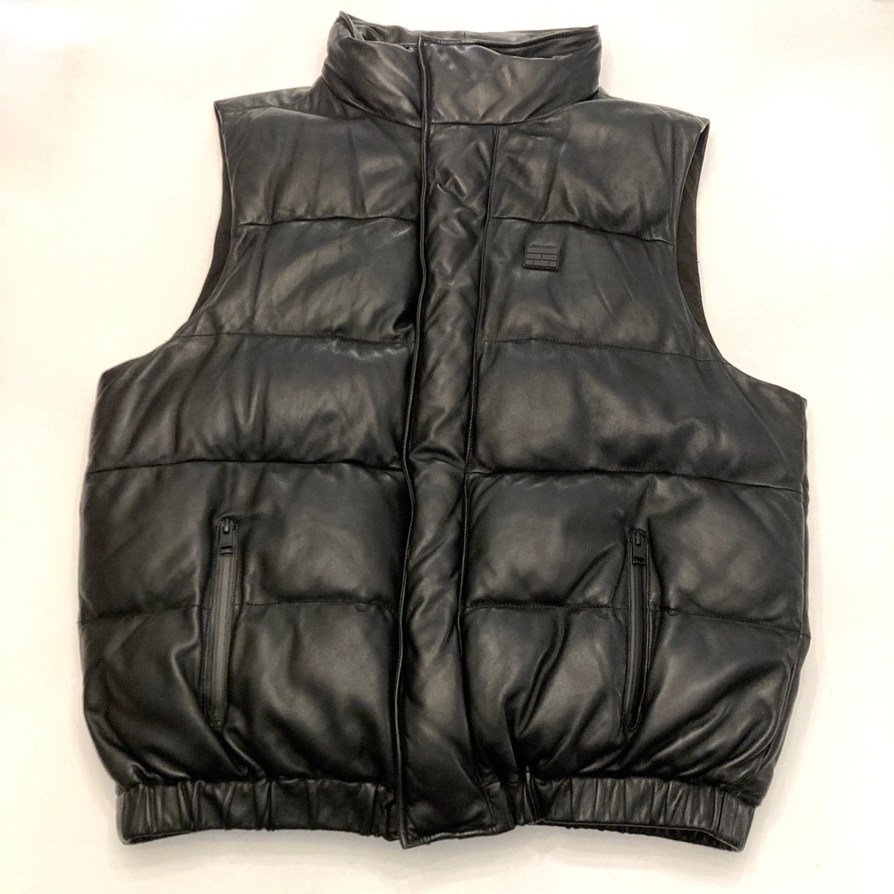 FRAME Lamb Leather Puffer Vest Black Mens Large Lined Original Price $1298